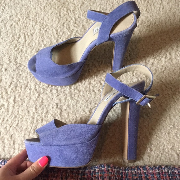 Steve Madden Shoes - Steve Madden periwinkle/blue peep toe buckle chunky platform high heels